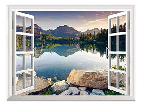 wall26 Removable Wall Sticker/Wall Mural - Wild Flowers in Spring (36"x48", Peaceful Lake)