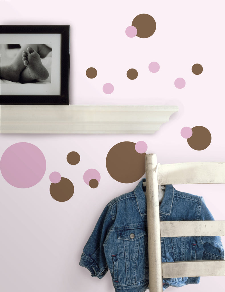 Just Dots Pink/Brown Peel & Stick Wall Decals image