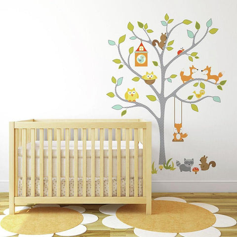 WOODLAND FOX & FRIENDS TREE PEEL AND STICK WALL DECALS
