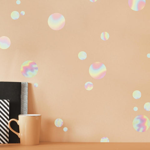 HOLOGRAPHIC CIRCLE PEEL AND STICK WALL DECALS