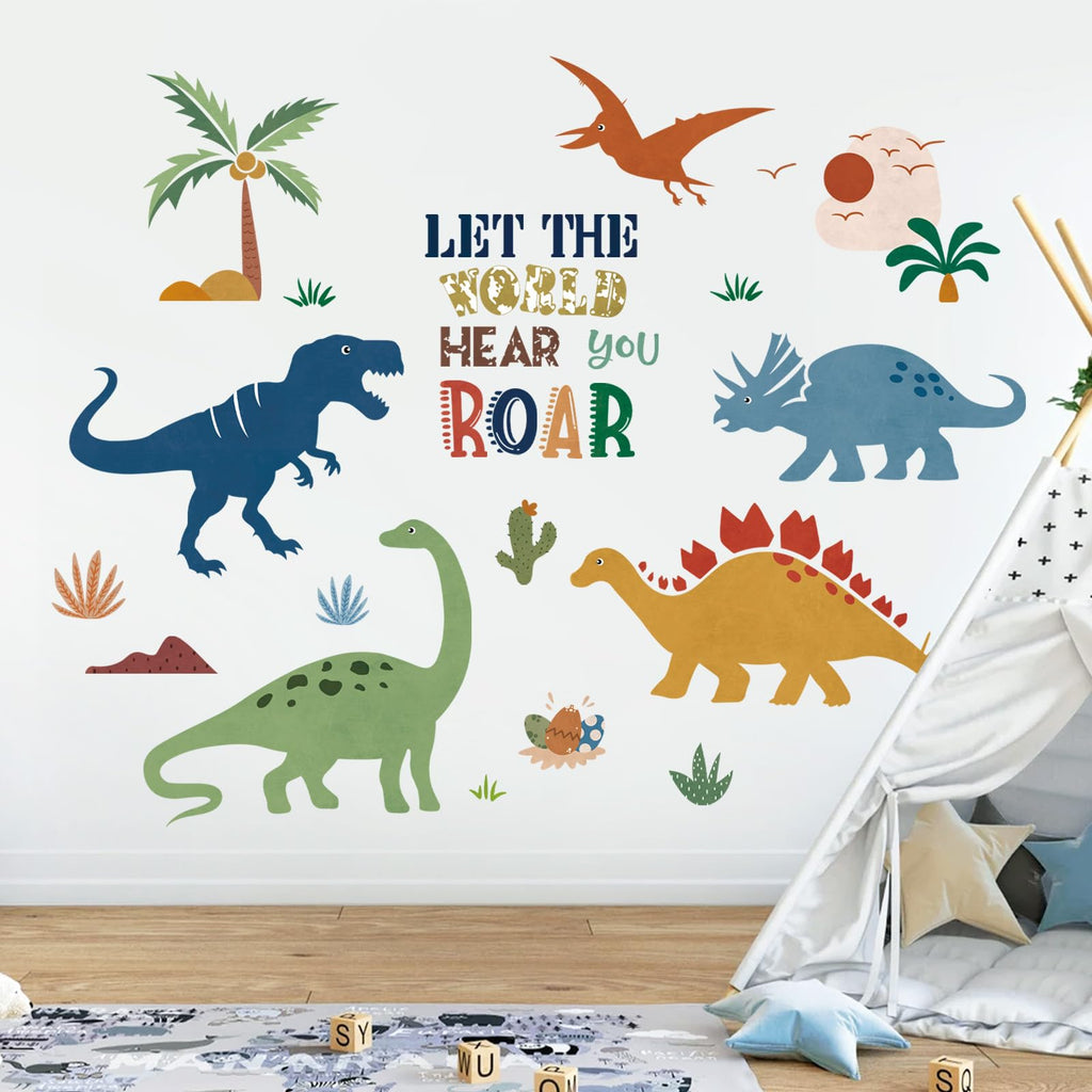 Dinosaur Wall Sticker Set: Kids Room Decor, Animal Decals - UK