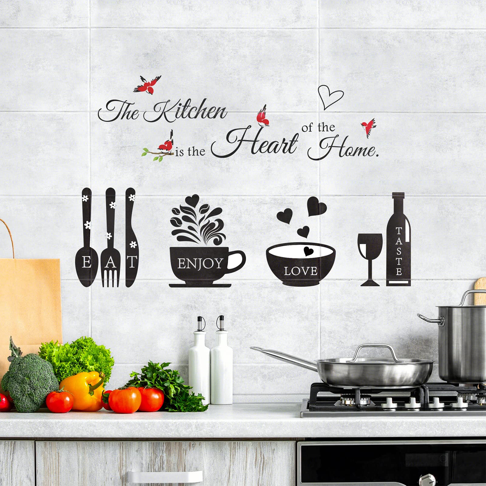 Rotumaty Kitchen Quote Wall Stickers Kitchen Dining Room Wall Decals W ...