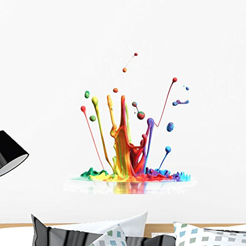 Wallmonkeys FOT-32598418-24 WM142986 Colorful Paint Splashing Isolated on White Peel and Stick Wall Decals (24 in H x 22 in W), Medium