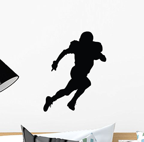 Wallmonkeys Running Football Silhouette Wall Decal Peel and Stick Graphic (12 in H x 9 in W) WM269316
