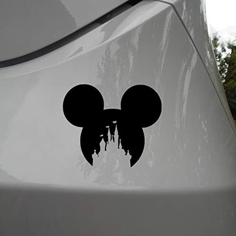 Mouse Face Magic Castle Kingdom Sticker Decals in a Variety of Colours and Sizes (8cm x 7cm, Black)