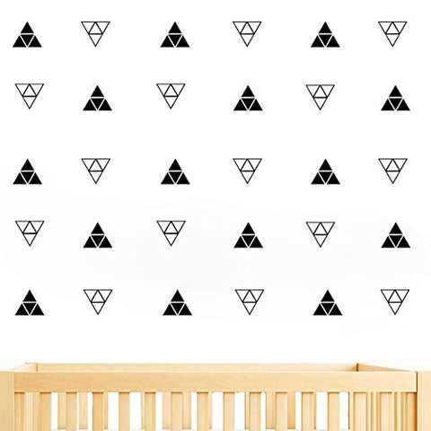 JUEKUI Set of 80 Mountain Tribal Patterned Triangles Wall Sticker Geometrical Triangle Decals Removable Vinyl Wall Stickers for Kids Rooms Baby Bedroom Nursery Decor WS11 (Black)