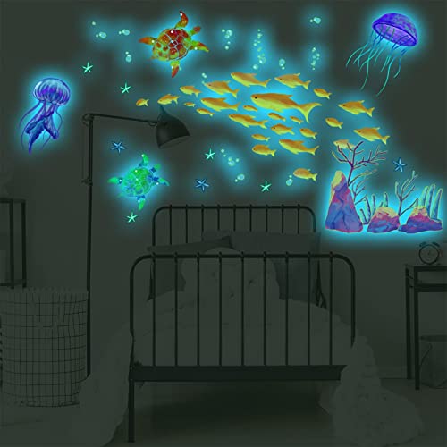 Glow in The Dark Sea Wall Decals, EsLuker.ly Ocean Theme Fluorescent S