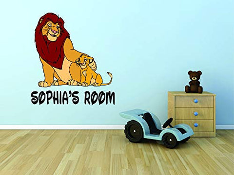 Lion King Disney Movie Cartoon Children Custom Personalized Name Sticker Animated Movie Disney Wall Decals for Kids Bedroom/Boys Wall Decor Vinyl Sticker Art Simba Zazu Family Size 20x20 inch
