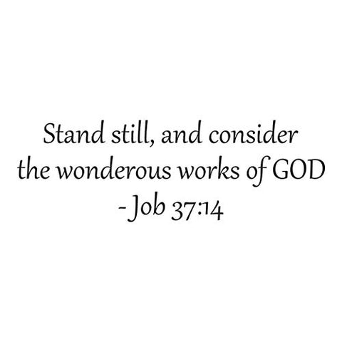 Empresal Wall Decal Quote Job 37:14 Stand Still and Consider The Wonderous Works of God Bible Verse Sticker