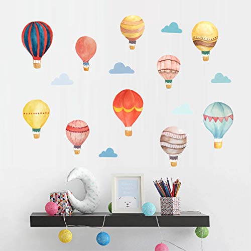 Hot Air Balloons & Cloud Wall Decals, Nursery Fabric Decals, Balloon W