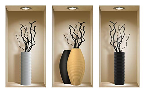 THE NISHA 3 PC Pack Art Magic Peel and Stick 3D Vinyl Removable Wall Sticker Decals DIY Sticky Backsplash, Black Branches 762-2
