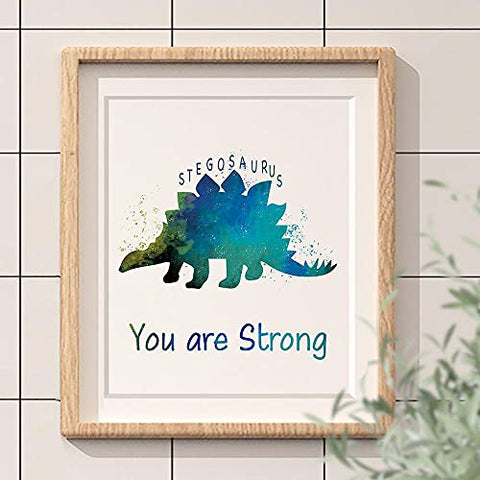 Inspirational Dinosaur Watercolor Art Prints Set of 6 (8”X10”), Dinosaur Wall Art Poster for Boys & Girls, Son, Kids Room, Nursery, Home Decor, Unframed