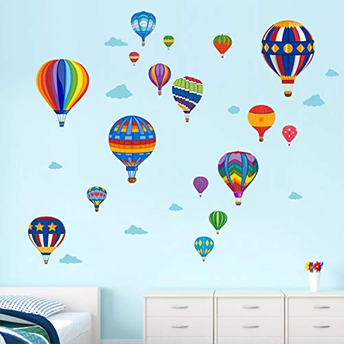 Runtoo Hot Air Balloon Wall Decals Kids Adventure Wall Stickers