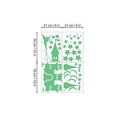 decalmile Glow in The Dark Fairy Castle Wall Decals Luminous Fluorescent Stars Wall Stickers Girls Bedroom Baby Nursery Wall Decor