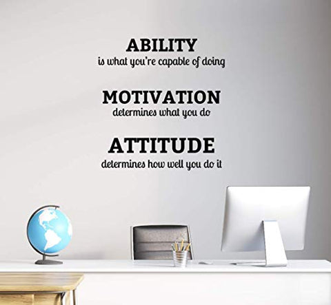 Ability Motivation Attitude | Inspirational Saying Home Decor Decals Quote | 23 H x 21 W inches | Three Pieces | Motivational Gym Wall Art Decoration