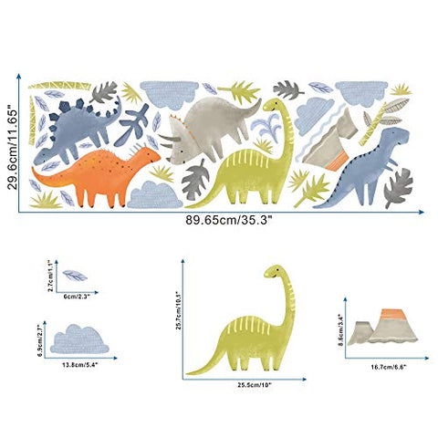 Funny Dinosaur Wall Decals - Dinosaurs Decorative Volcanic Wall Stick - Dinosaur Removable Wall Stickers for Kids Room Decor Wall Decals