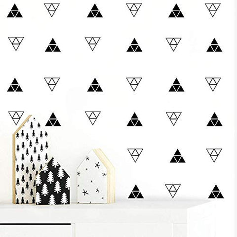 JUEKUI Set of 80 Mountain Tribal Patterned Triangles Wall Sticker Geometrical Triangle Decals Removable Vinyl Wall Stickers for Kids Rooms Baby Bedroom Nursery Decor WS11 (Black)