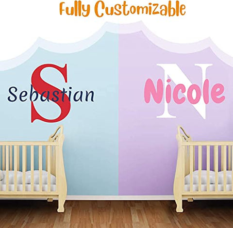 Multiple Font Custom Name & Initial Nursery Wall Decal - Mural Wall Decal Sticker for Home Children's Bedroom, Car & Laptop (OP002)
