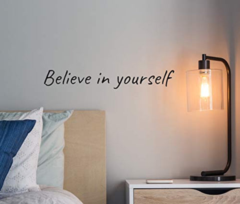 Believe in Yourself – Inspirational Wall Decals & Positive Quotes Wall Decor – Large Motivational Wall Decals Quotes for Classroom, Bedroom & Home Gym – Vinyl Wall Words and Quotes (Black,24”)