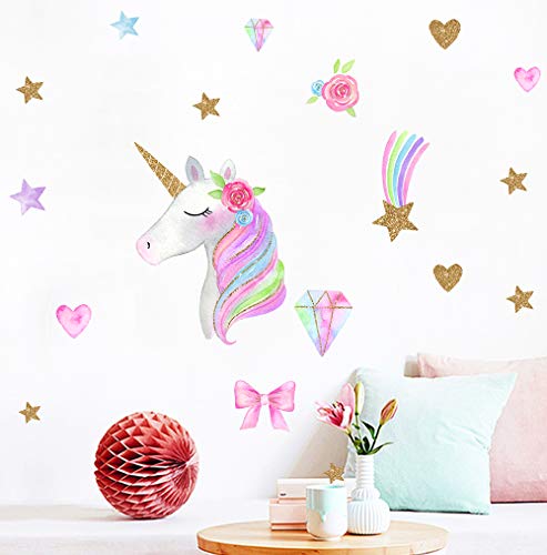 Unicorn Magic Peel and Stick Wall Decals with Glitter – US Wall Decor