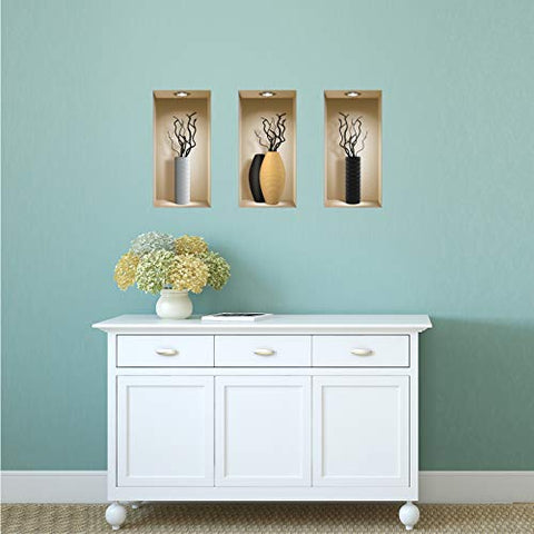 THE NISHA 3 PC Pack Art Magic Peel and Stick 3D Vinyl Removable Wall Sticker Decals DIY Sticky Backsplash, Black Branches 762-2