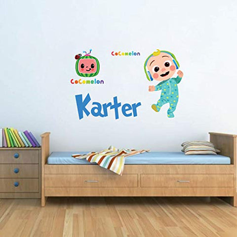 Cocomelon Cocomelon Custom Name Series Nursery Baby Boy Wall Decal Vinyl Sticker for Kids Home Décor by KD (Medium W 38" x H 24")