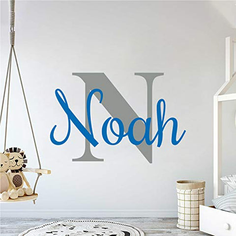fabric vinyl wall decals, monogram initial and name, removable wall  decoration