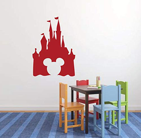 CustomVinylDecor Disney Mickey Mouse Castle Vinyl Wall Decal | Home Decor Sticker for Bedroom, Playroom, or Classroom | Small, Large Sizes | Black, Brown, Green, Gold