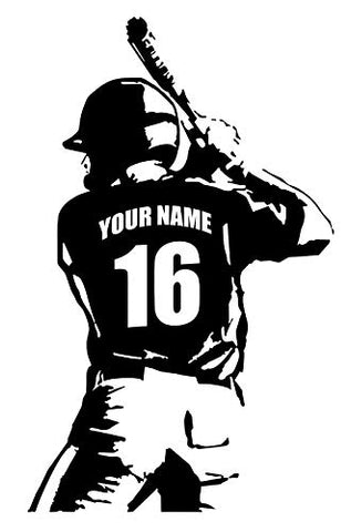 Personalized Custom Baseball Player Wall Decal - Choose Your Name & Numbers Custom Player Jerseys Vinyl Decal Sticker Decor Kids Bedroom (29" W x 47" T)