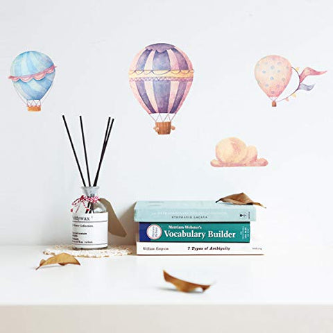 6 Sheets Hot Air Balloon Kid's Wall Decals, Removable Vinyl Easy to Put Transfer Stickers for Nursery, Living Room, Kitchen, Office, or Anywhere Your Imagination Leads You! Perfect for Gifts Too!