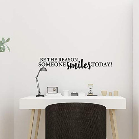 Be The Reason Someone Smiles Today - Inspirational Wall Decal Motivational Wall Art Quote Positive Home Office School Classroom Decor Vinyl Decoration Encouragement Gift 36x5 Inches