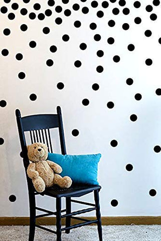 The Open Canvas Wall Decal Dots (200 Decals) | Easy to Peel Easy to Stick + Safe on Painted Walls | Removable Vinyl Polka Dot Decor | Round Sticker Large Paper Sheet Set for Nursery Room (Black)