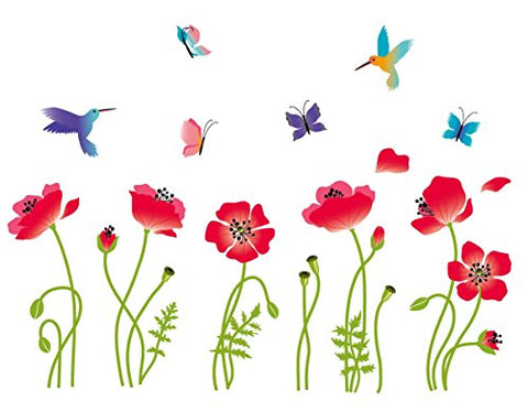 Radiant Poppies Decorative Peel & Stick Wall Art Sticker Decals