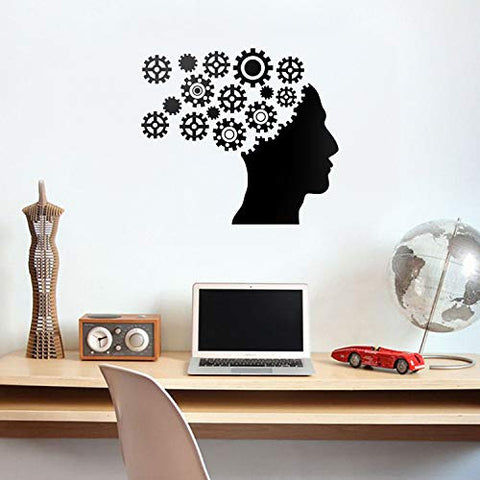 Vinyl Wall Art Decal - Gear Brain - 20" x 23" - Modern Engineer Mechanical Cogwheel Figure Shapes for Home Living Room Apartment Closet Bedroom Work Dorm Room Office Decoration