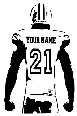 Personalized Custom Football Wall Decal - Choose Your Name & Numbers Custom Player Jerseys Vinyl Decal Sticker Decor Kids Bedroom (18" W x 30" T)