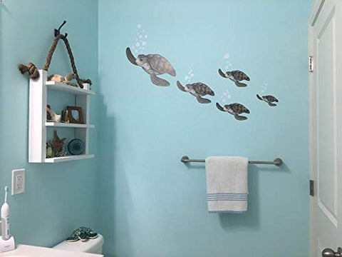 Create-A-Mural : Sea Turtle Family Wall Decals ~Under The Sea Decor Wall Stickers, Underwater Ocean Decals for Walls, Peel n Stick Room Decor Tortoise Vinyl Art for Bedroom Playroom Birthday Gift