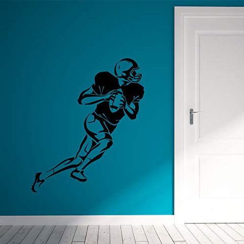Home Find Football Player Silhouette Mural a Player with Ball Football Wall Sticker Rugby Wall Decal Sport Theme Wall Arts Peel and Stick for Kids Room Baby Boys Bedroom 23.2 inches x 27.6 inches