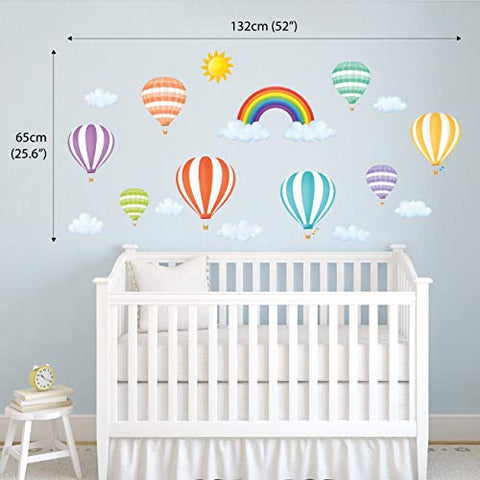 DECOWALL DWT-1801 Rainbow and Hot Air Balloons Kids Wall Stickers Wall Decals Peel and Stick Removable Wall Stickers for Kids Nursery Bedroom Living Room décor