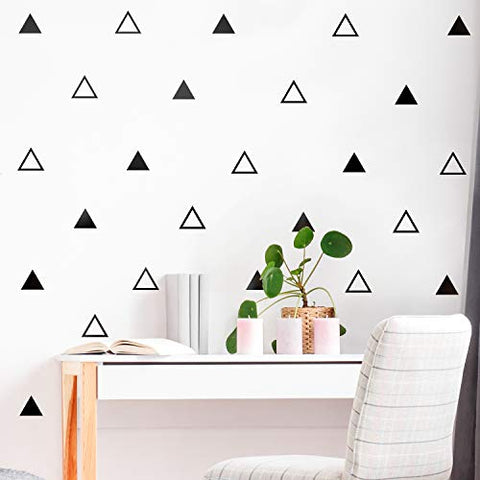 Set of 30 Vinyl Wall Art Decals - Triangle Patterns - 3" x 4" Each - Modern Geometric Shapes Decor for Home Apartment Workplace Living Room Bedroom Office Apartment Stickers (3" x 4" Each, Black)