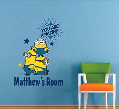 Amazing Quote Minion Minions Cartoon Customized Wall Decal - Custom Vinyl Wall Art - Personalized Name - Baby Girls Boys Kids Bedroom Wall Decal Room Decor Wall Stickers Decoration Size (20x18 inch)