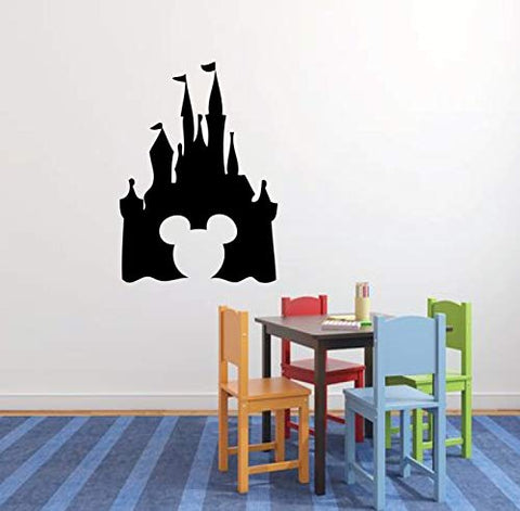 CustomVinylDecor Disney Mickey Mouse Castle Vinyl Wall Decal | Home Decor Sticker for Bedroom, Playroom, or Classroom | Small, Large Sizes | Black, Brown, Green, Gold