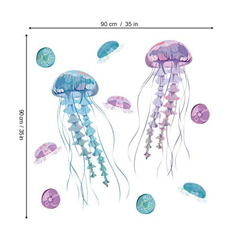 decalmile Jellyfish Wall Stickers Ocean Wall Decals Living Room Bedroom Bathroom Wall Decor