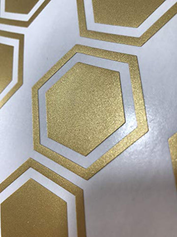 JUEKUI Set of 100 Gold Honeycomb Wall Decal Sticker Geometric Hexagon Honey Comb Wall Stickers Removable Vinyl Wall Decor for Kids Rooms Decoration WS10 (Gold)