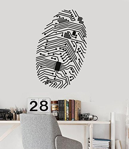 Vinyl Wall Decal Fingerprint Chip Computer Security IT | WallDecals.com