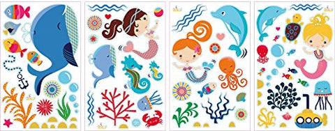 Playful Mermaids Decorative Peel & Stick Wall Art Sticker Decals for Kids Room Girls Room Nursery