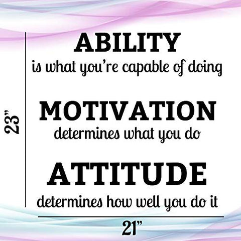 Ability Motivation Attitude | Inspirational Saying Home Decor Decals Quote | 23 H x 21 W inches | Three Pieces | Motivational Gym Wall Art Decoration