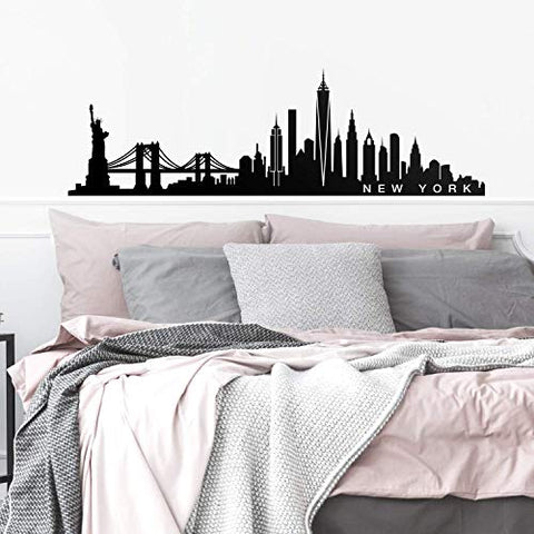 Vinyl Wall Art Decal - New York Skyline - 20" x 65" - Unique Modern American USA East Coast City Home Bedroom Living Room Store Shop Mural Indoor Outdoor Silhouette Adhesive Decor