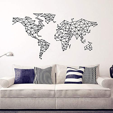 Geometric Design World Map Wall Decal Home Decoration Art Special World Map Interior Home Decor Mural Living Room Art Vinyl Map Poster Y-793