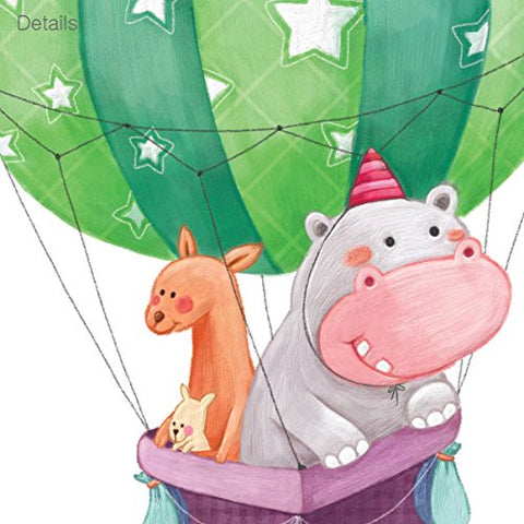 Animal Train and Hot Air Balloons Kids Wall Decals Wall Stickers Peel and Stick Removable Wall Stickers for Kids Nursery Bedroom Living Room