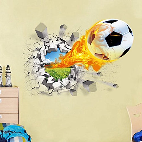 Break Through The Wall Vinyl Football Soccer Wall Stickers